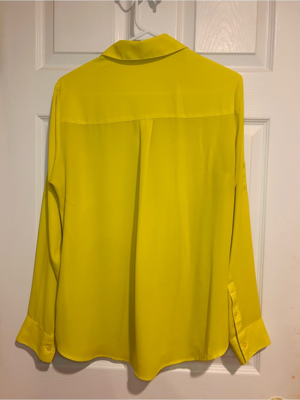 Express Women’s Bright Yellow Long-Sleeve Button Down Shirt Size Medium - Picture 7 of 7